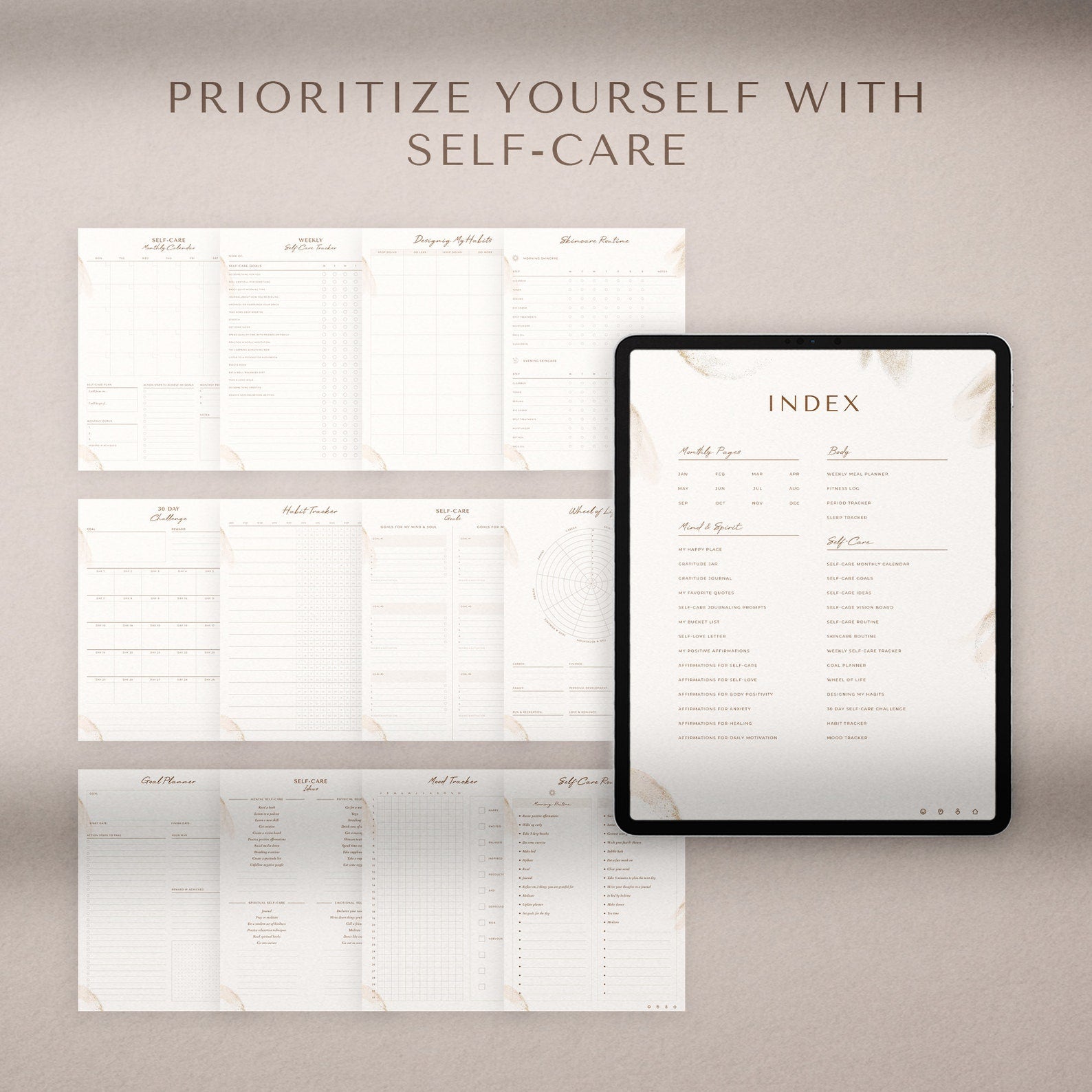 Self Care Planner, Mental Health Mindfulness Healing Anxiety Self Love