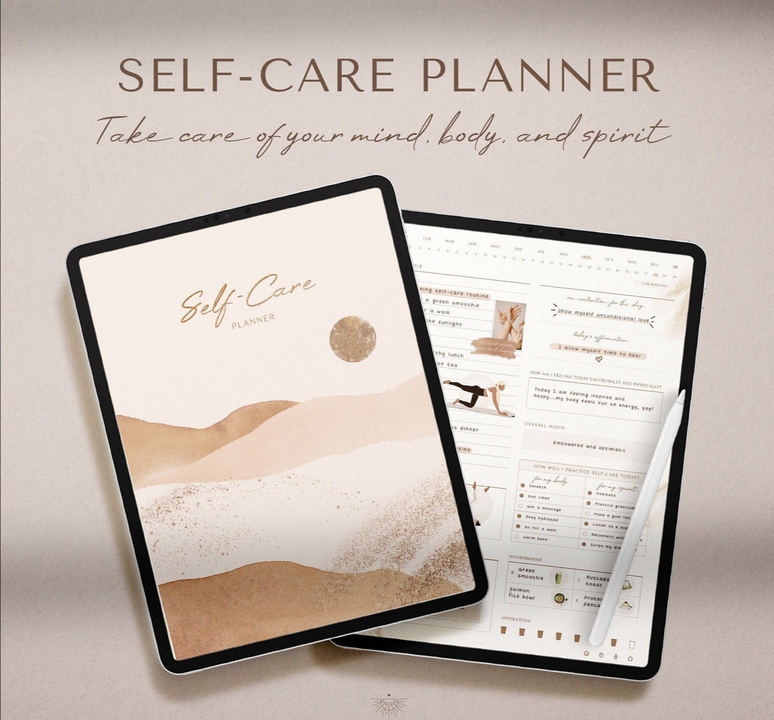 Self Care Planner, Mental Health Mindfulness Healing Anxiety Self Love